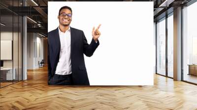 African guy pointing at free space with index finger Wall mural