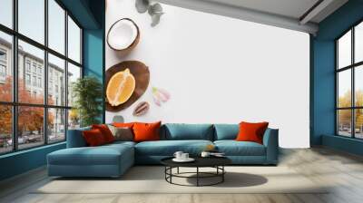 Aromatherapy with sea salt and natural ingredients on gray Wall mural