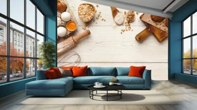 Baking classes or dough making background and mockup Wall mural