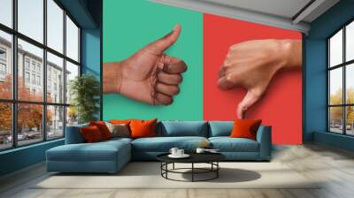 Black hands with thumb up and down gestures Wall mural