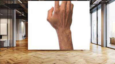 Black male hand touching invisible screen, isolated Wall mural