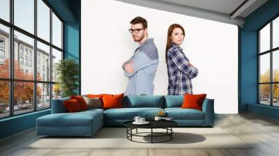 Break up, upset couple back to back after quarrel Wall mural