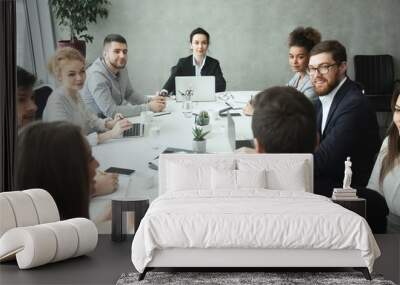 Business team having meeting in boardroom, discussing business strategy Wall mural