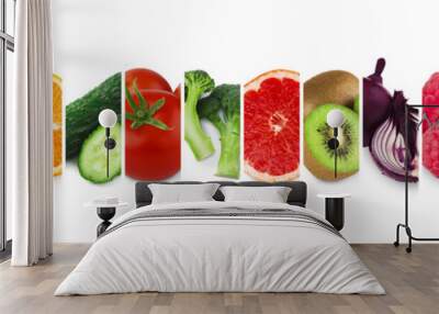 Collection of fresh ripe fruits, vegetables and berries Wall mural