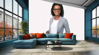 Confident African American Business Lady Smiling At Camera, White Background Wall mural