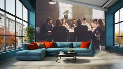 Corporate business team having meeting, discussing project plans Wall mural