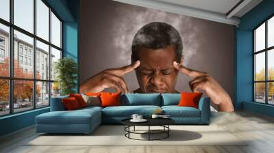 Exhausted black man with steaming head Wall mural