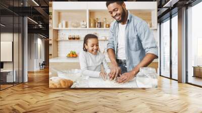 Father and child daughter making pastry Wall mural