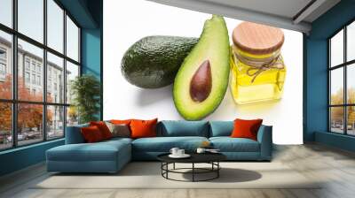 Fresh avocado and oil on white Wall mural