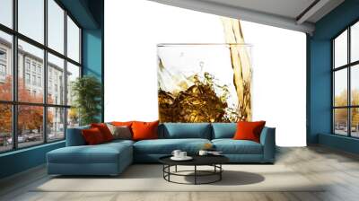 Golden whiskey pouring into lowball Wall mural