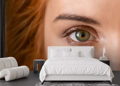 green eyes of young redhead woman panorama Wall mural