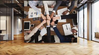 Group of people fist bump assemble together Wall mural