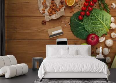 Healthy food, grocery online shopping Wall mural