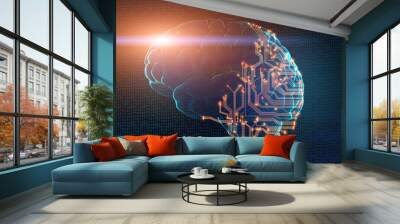 Human brain partially consists of circuit board Wall mural