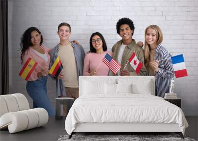 Immigrants of different countries and exchange students in language school Wall mural