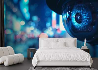 Nighttime Surveillance in a Busy Urban Area Wall mural