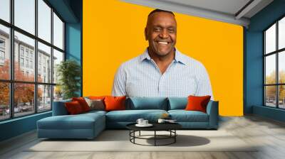 Portrait of middle aged african american man with happy smile Wall mural