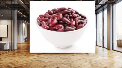 Red kidney beans in bowl on white background Wall mural