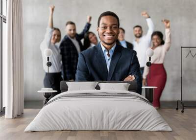 Successful Black Businessman Standing In Front Of Business Team Indoor Wall mural