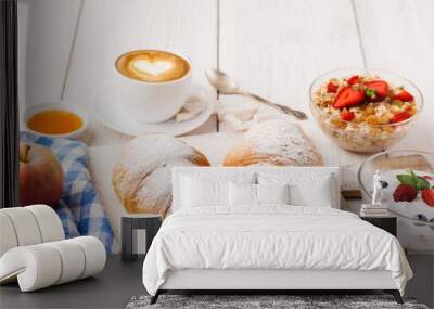 Traditional french breakfast closeup Wall mural