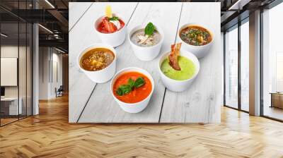 Variety of soups from different cuisines Wall mural