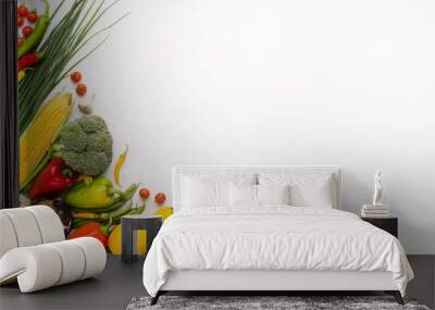 Vegetables creating a frame on white background Wall mural