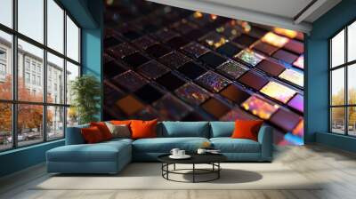 Abstract Colorful Geometric Pattern with Iridescent Glitter and Bokeh Lights. Wall mural