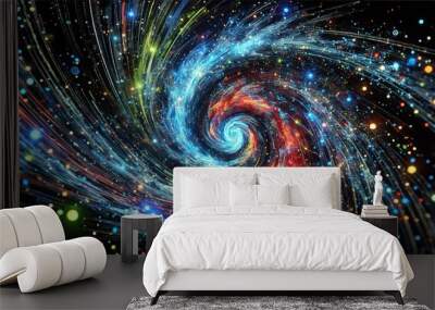 Abstract Colorful Spiral of Light with Bokeh Background. Wall mural