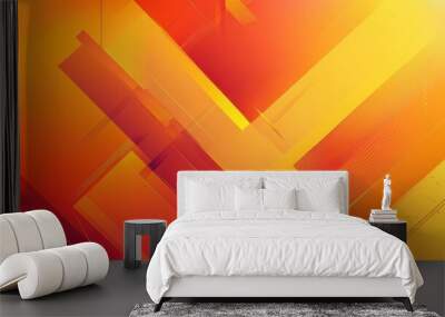 Abstract Orange and Yellow Geometric Background with Diagonal Lines and Stripes Wall mural