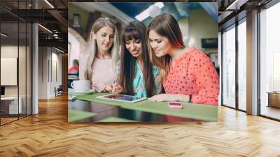 Girls with phones Wall mural