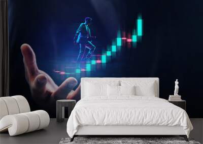 Online stock exchange concept. Businessman trading online stock market Wall mural