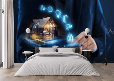 Smart home concept. Remote control and home management Wall mural