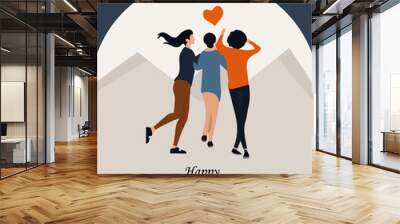 Happy International Friendship Day greeting card, back view of friends group. abstract vector illustration design Wall mural