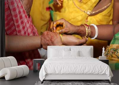 indian hindu bengali wedding rituals after gaye holud Wall mural