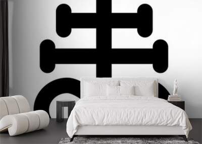 A customizable solid icon of satanic cross  Wall mural