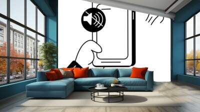 Premium doodle icon of silent mode  Wall mural