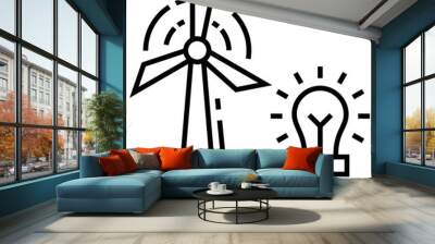 Wind energy line icon, turbine power concept  Wall mural