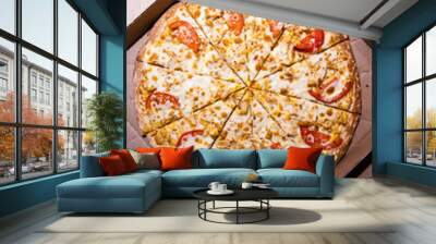 Italian pizza in the in delivery box  Wall mural