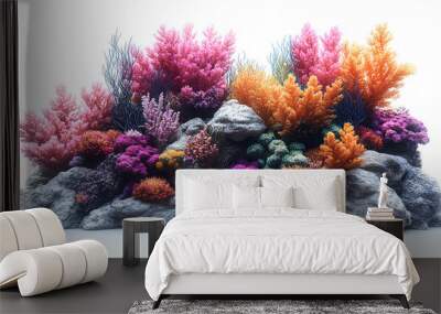 A tropical coral reef on rocks isolated on a white background Wall mural