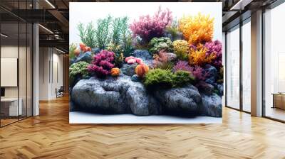 A tropical coral reef on rocks isolated on a white background Wall mural