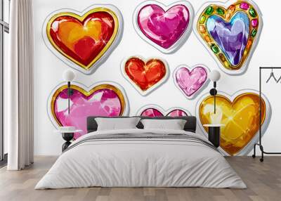 heart jewels sticker isolated on white background Wall mural