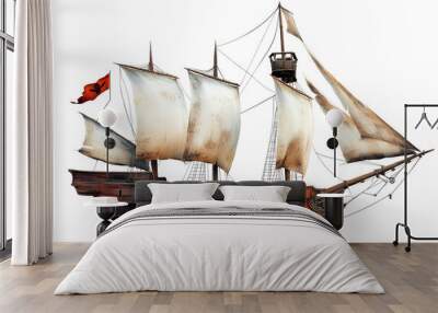 pirate ship icon, white background Wall mural