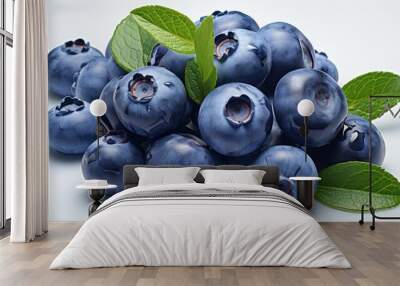 Watercolor blueberries isolated on a white background Wall mural