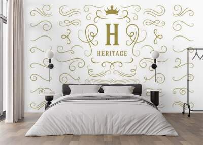 Calligraphic design elements vintage ornaments swirls and scrolls ornate decorations vector design elements. Wall mural