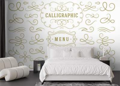 Calligraphic design elements vintage ornaments swirls and scrolls ornate decorations vector design elements Wall mural