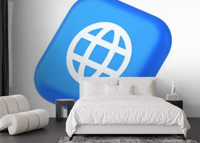 Global internet connection GPS planet button network web business communication 3d isometric icon Wall mural