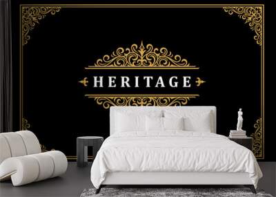 Luxury ornament vintage logo template design vector illustration Wall mural