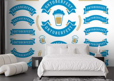 Oktoberfest celebration beer festival ribbons and objects set Wall mural