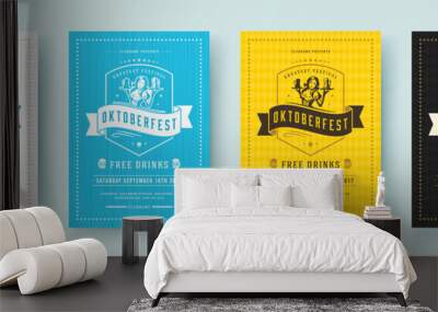 Oktoberfest flyers or posters retro typography vector templates design invitations beer fesival celebration. Wall mural