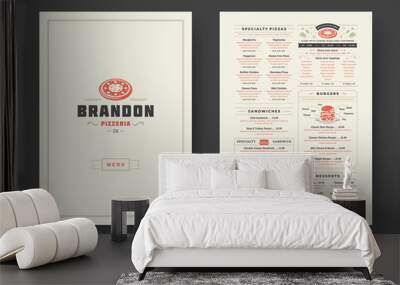 Pizza restaurant menu layout design brochure or food flyer template vector illustration. Wall mural